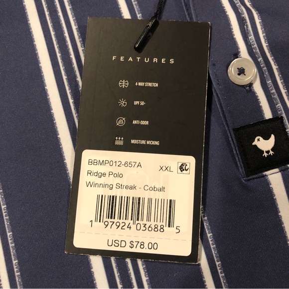 Bad Birdie Men’s Size 2XL Ridge Golf Polo Winning Streak Cobalt - Picture 3 of 7